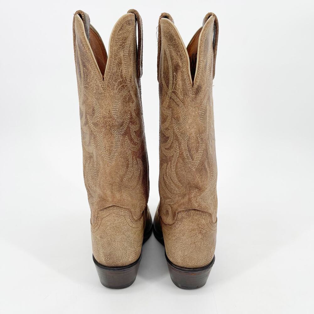 Lucchese Women’s 6 Tan Neutral Roughout Suede Snip Toe Cowgirl Western Boots - Picture 7 of 11